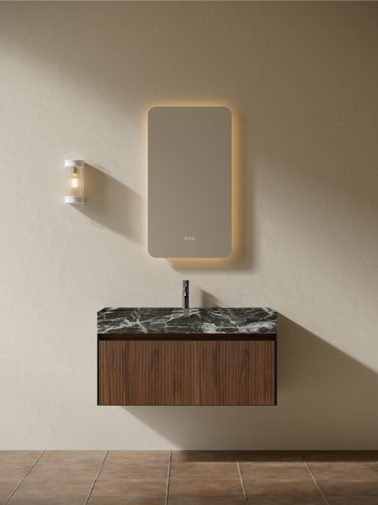 Тумба c раковиной ALTROBAGNO Пино (Pino) 1000 Walnut/Italian Grey