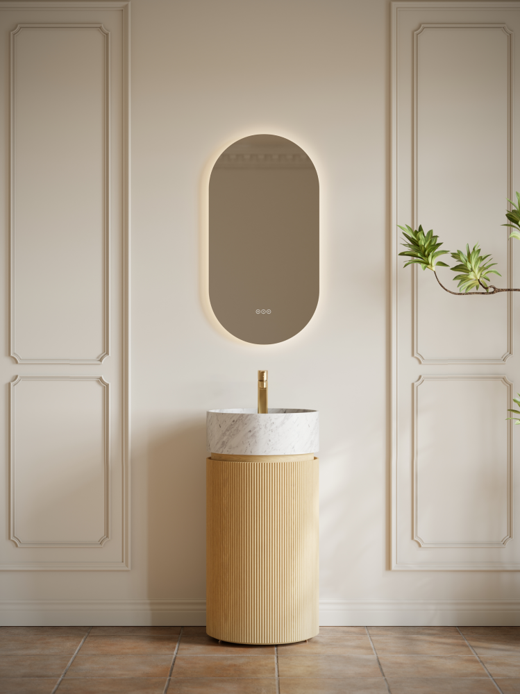 Тумба с раковиной ALTROBAGNO Чиа (Chia) 450 Natural Oak/Cararra Wt