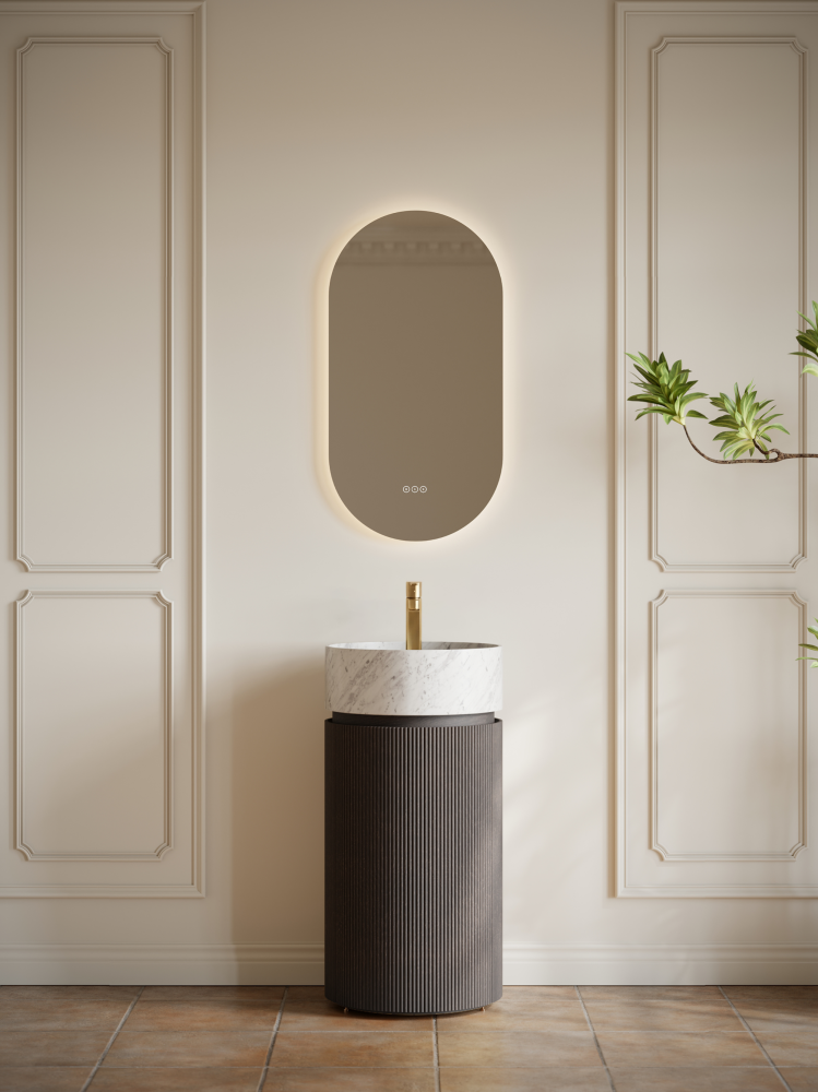 Тумба с раковиной ALTROBAGNO Чиа (Chia) 450 Grey Oak/Cararra Wt