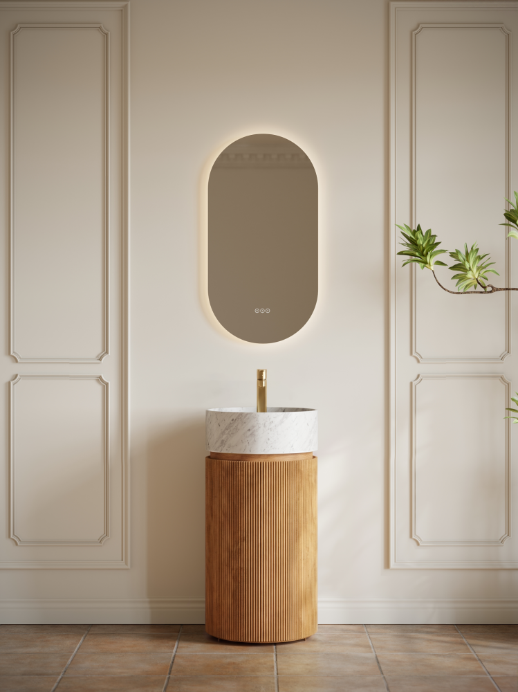 Тумба с раковиной ALTROBAGNO Чиа (Chia) 450 Natural Oak/Cararra Wt