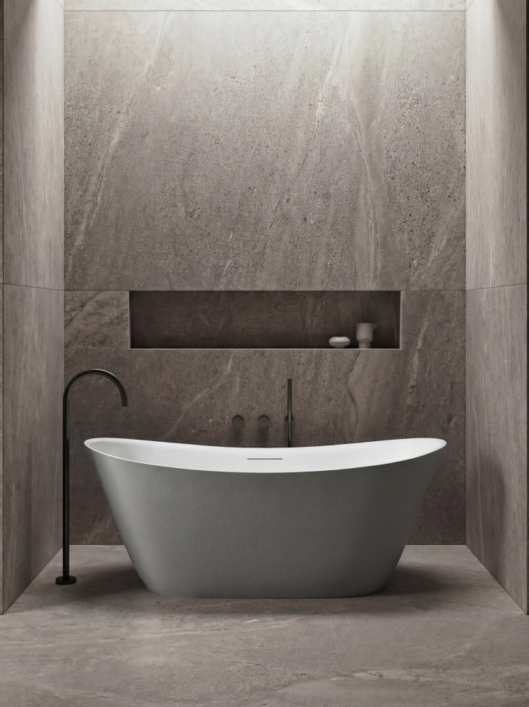 Ванна из искусственного камня AltroBagno Fiorina 090220 Cement Grey & White