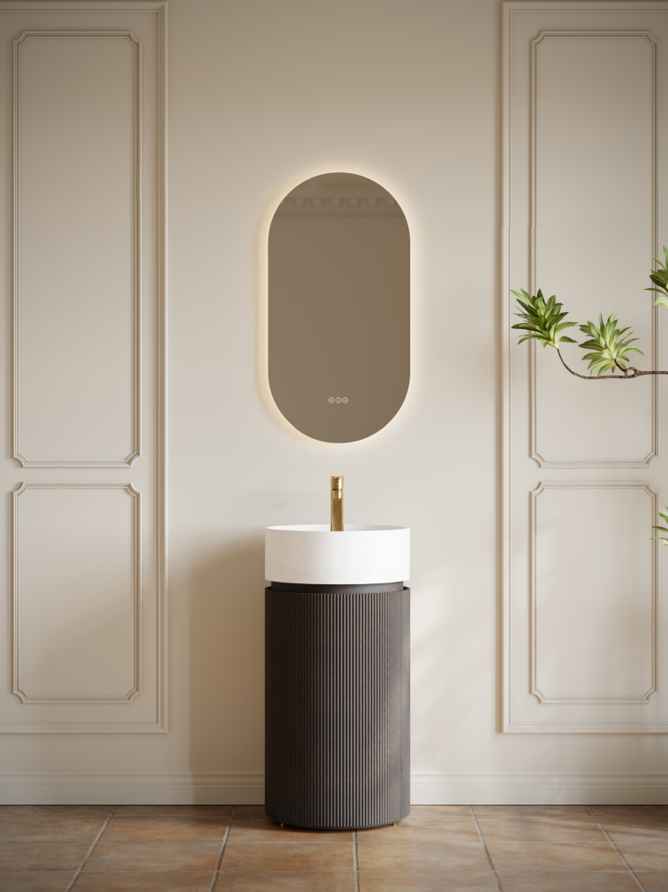 Тумба с раковиной ALTROBAGNO Чиа (Chia) 450 Grey Oak/Matte Wt