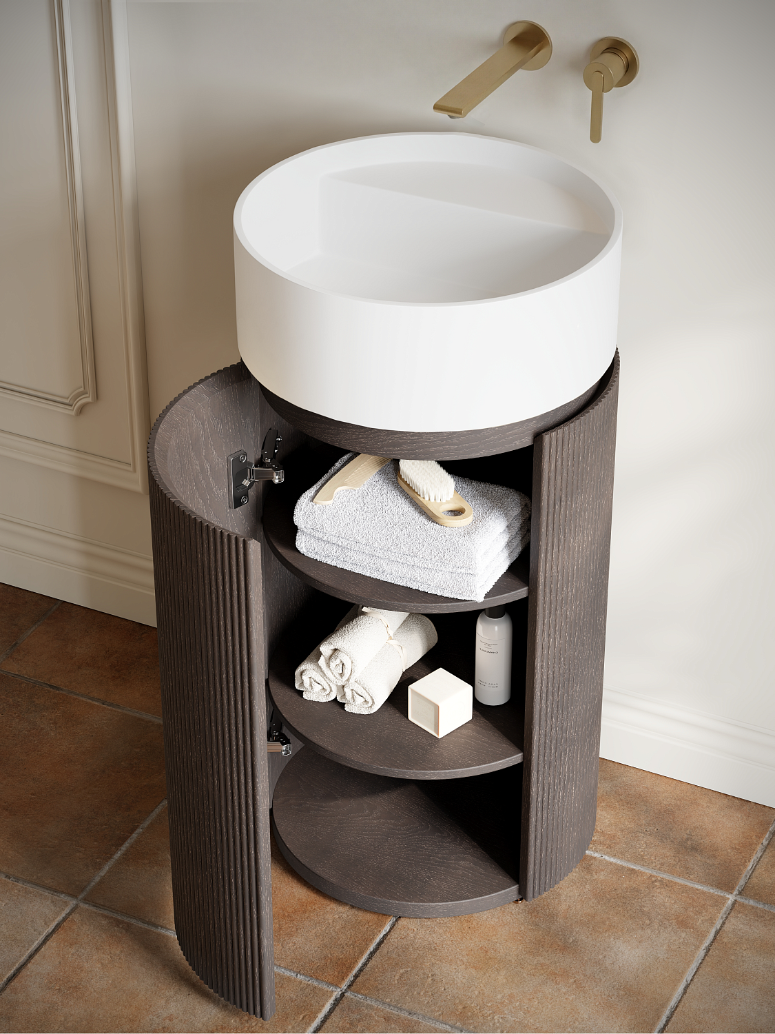 Тумба с раковиной AltroBagno Chia 450 Grey Oak/Matte White