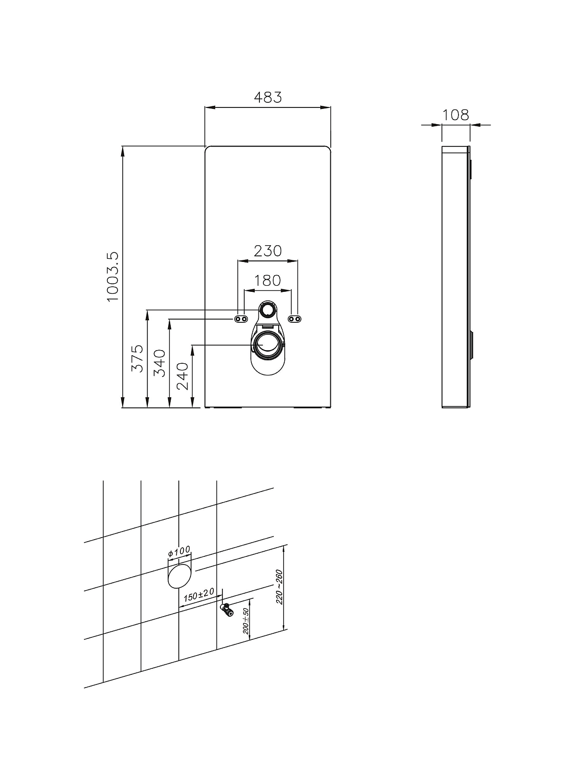 Система инсталляции для унитаза с кнопкой AltroBagno Costa 617 Wt