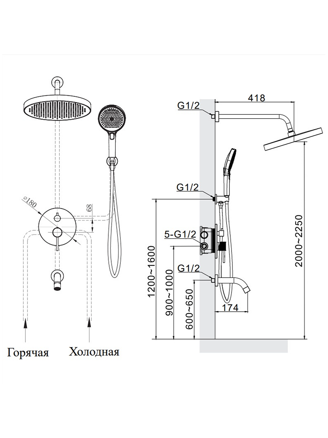 Душевая система AltroBagno Bilancia 040505 BC