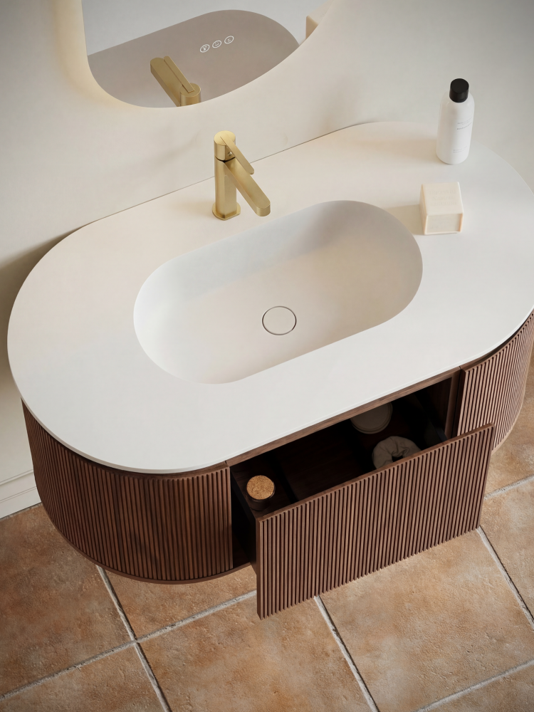 Тумба с раковиной AltroBagno Calenella 1000 Walnut/White