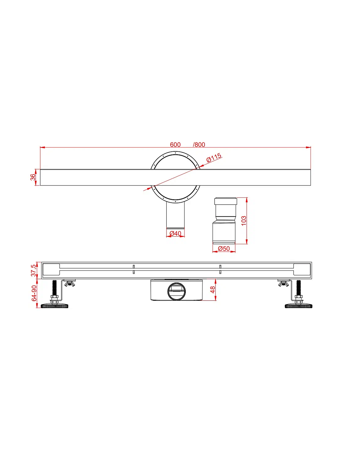Душевой трап AltroBagno Trave 071221 BG (80)