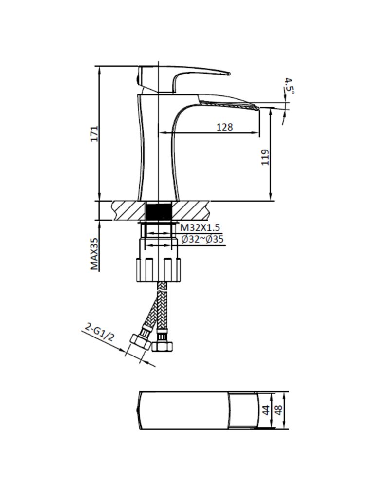 Смеситель для раковины AltroBagno Cascata 0110 Cr