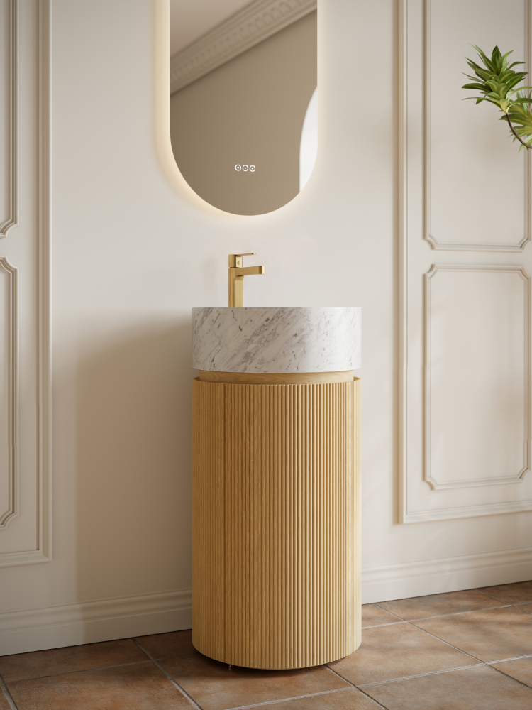 Тумба с раковиной ALTROBAGNO Чиа (Chia) 450 Natural Oak/Cararra Wt