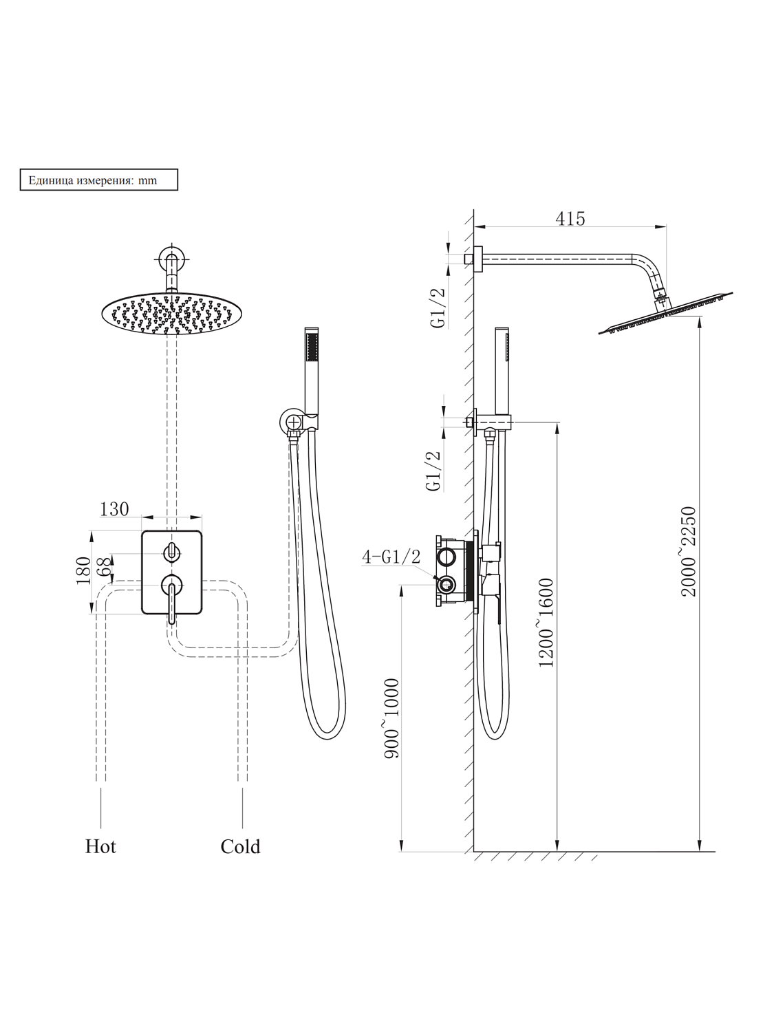 Душевая система AltroBagno Unione 040106 Cr