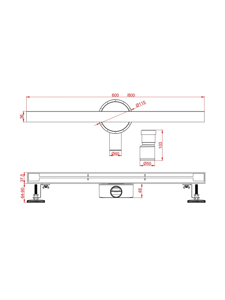Душевой трап AltroBagno Trave 071221 BG (80)