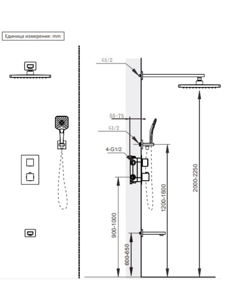 Душевая система с термостатом AltroBagno Lamberto 040411 GM