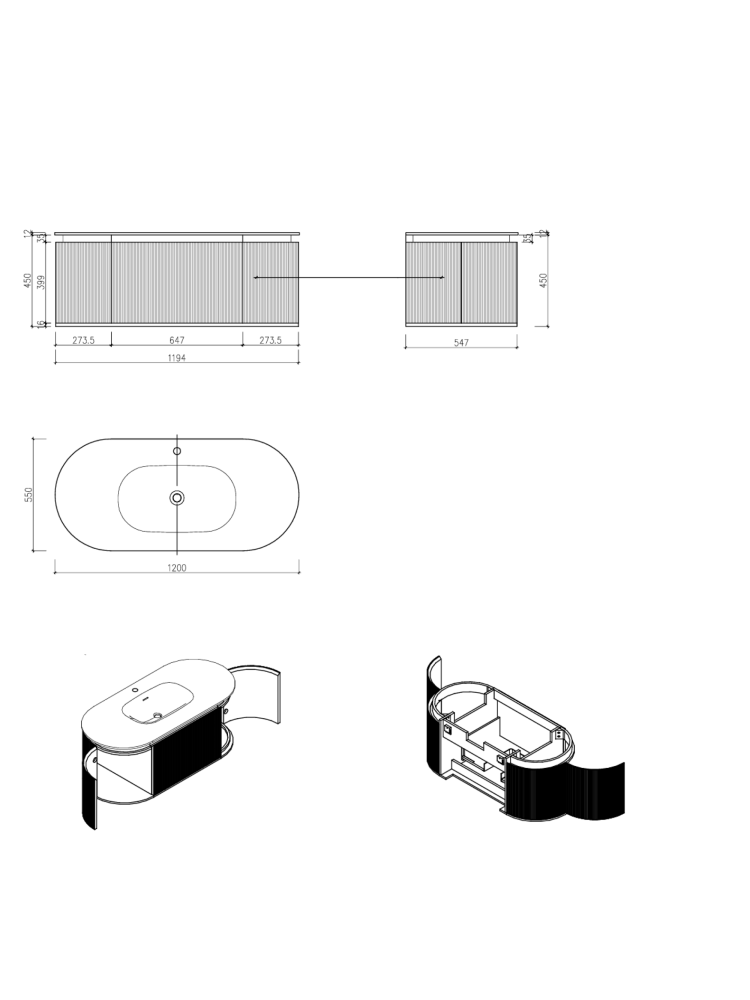 Тумба с раковиной ALTROBAGNO Каленелла (Calenella) 1200 Smoked Oak/Grey