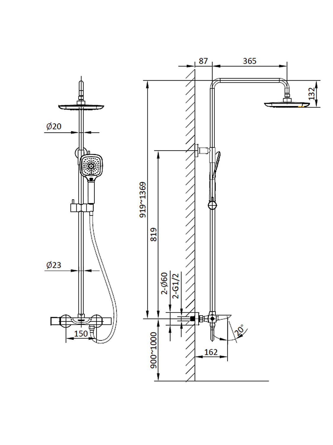 Душевая система с термостатом AltroBagno Diretto 030413 Bi