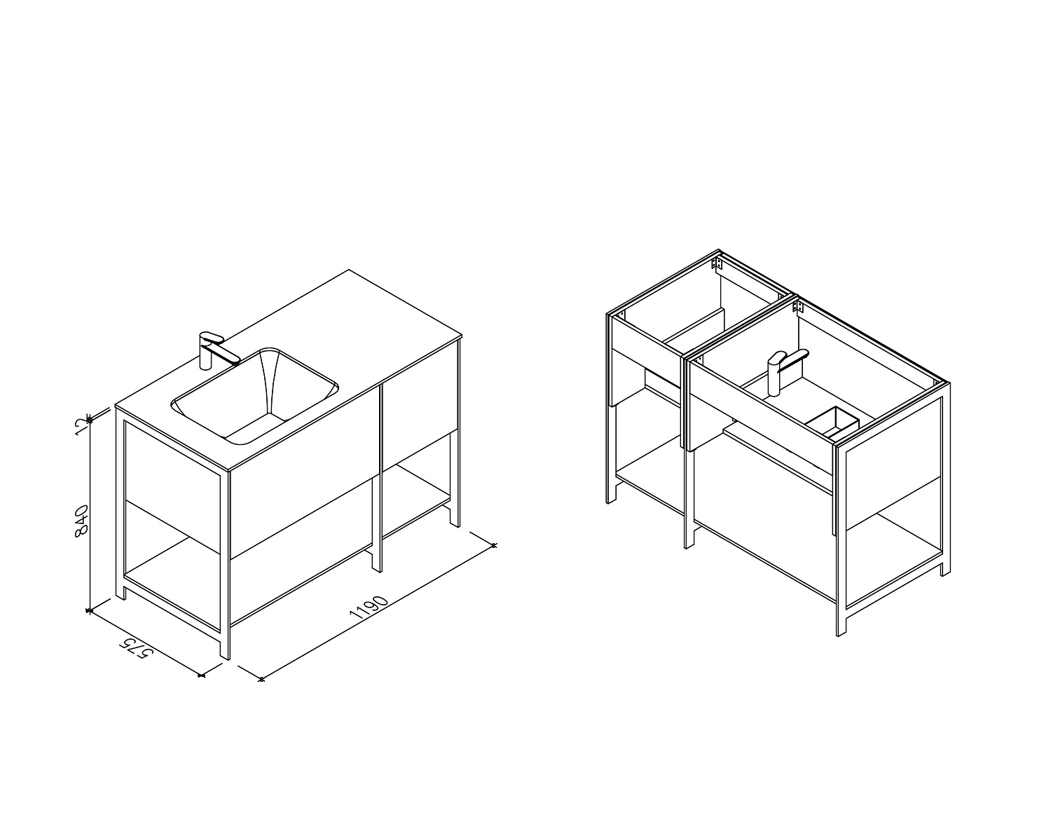 Тумба с раковиной AltroBagno Forlì  1200