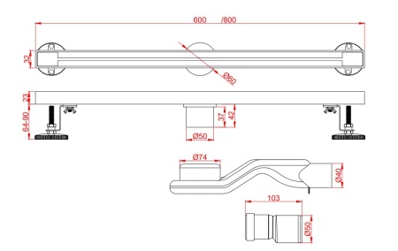 Душевой трап AltroBagno Stella 071223 MB (60)