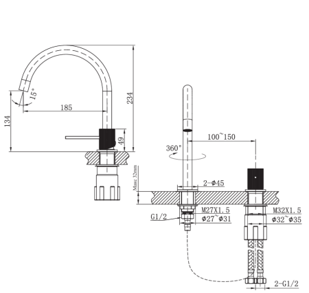 Смеситель для раковины AltroBagno Bilancia 010904 BC