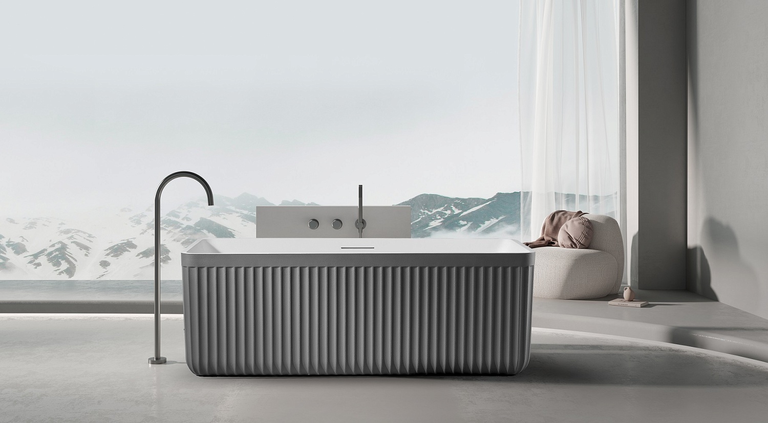 Ванна из искусственного камня AltroBagno Cinzia 090110 Cement Grey & White