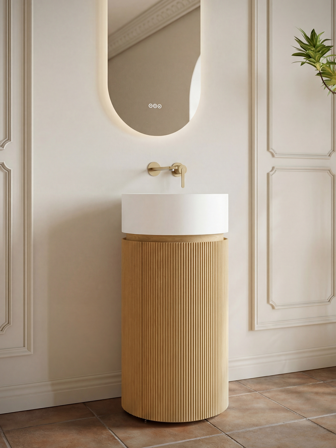 Тумба с раковиной AltroBagno Chia 450 Natural Oak/Matte White