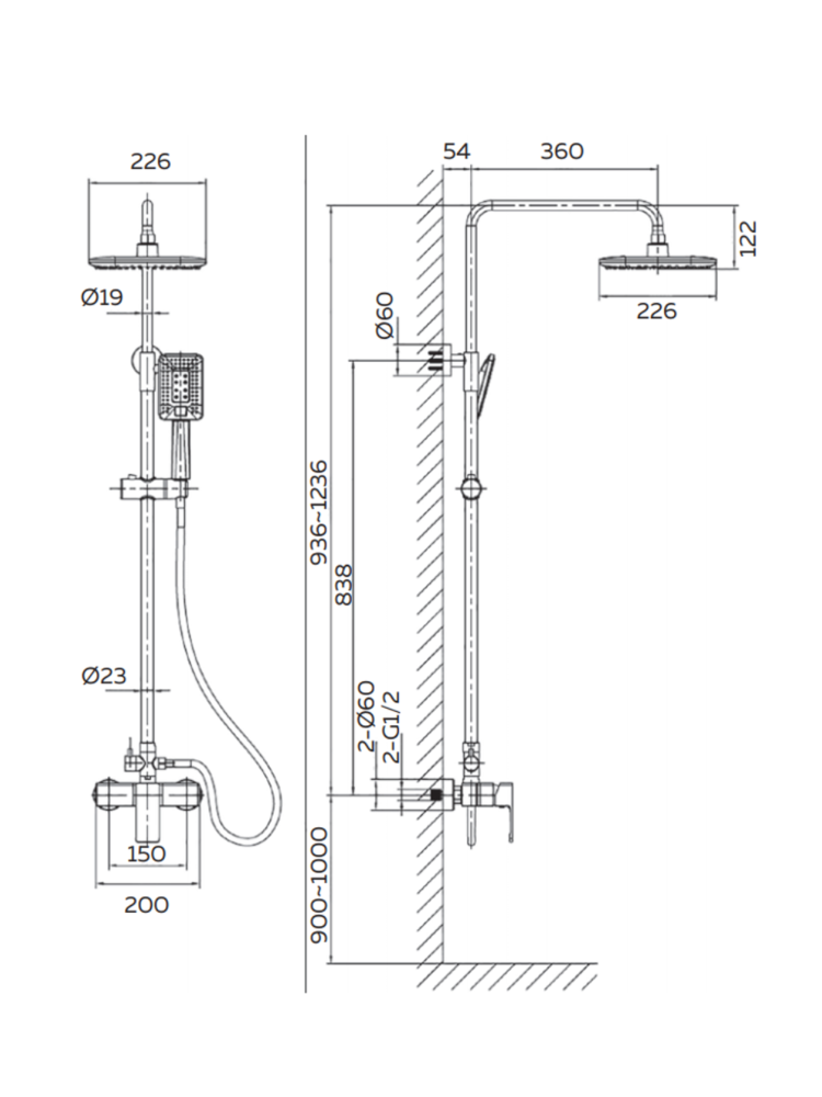 Душевая система AltroBagno Lamberto 030103 MB