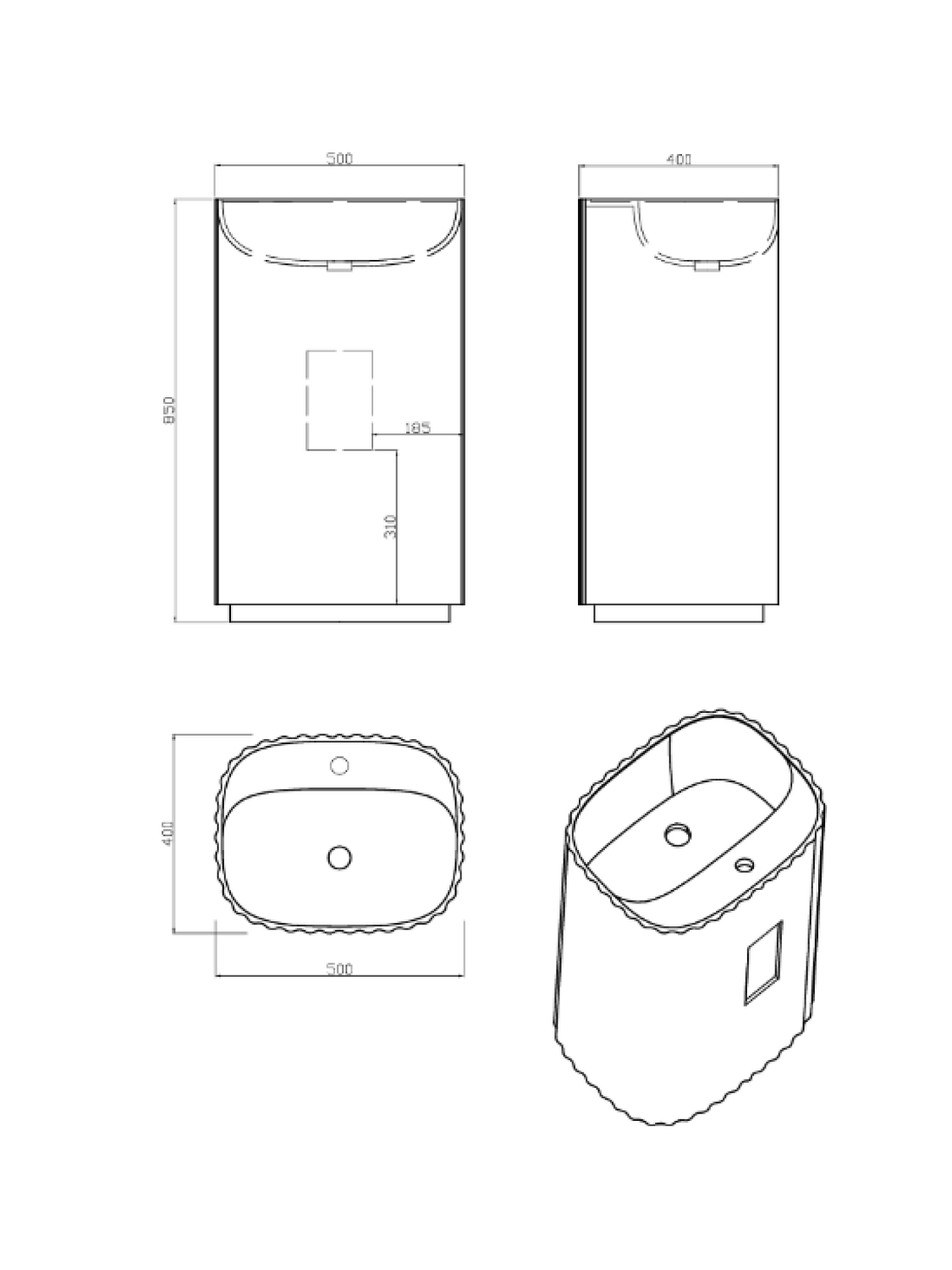 Раковина напольная AltroBagno Koko 500 White