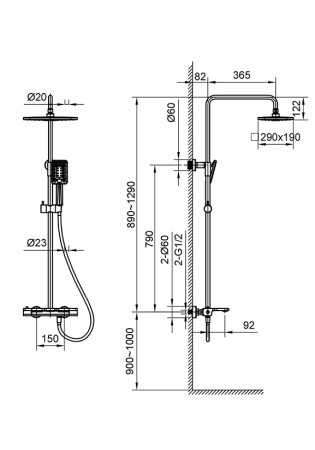 Душевая система с термостатом AltroBagno Lamberto 030426 GM