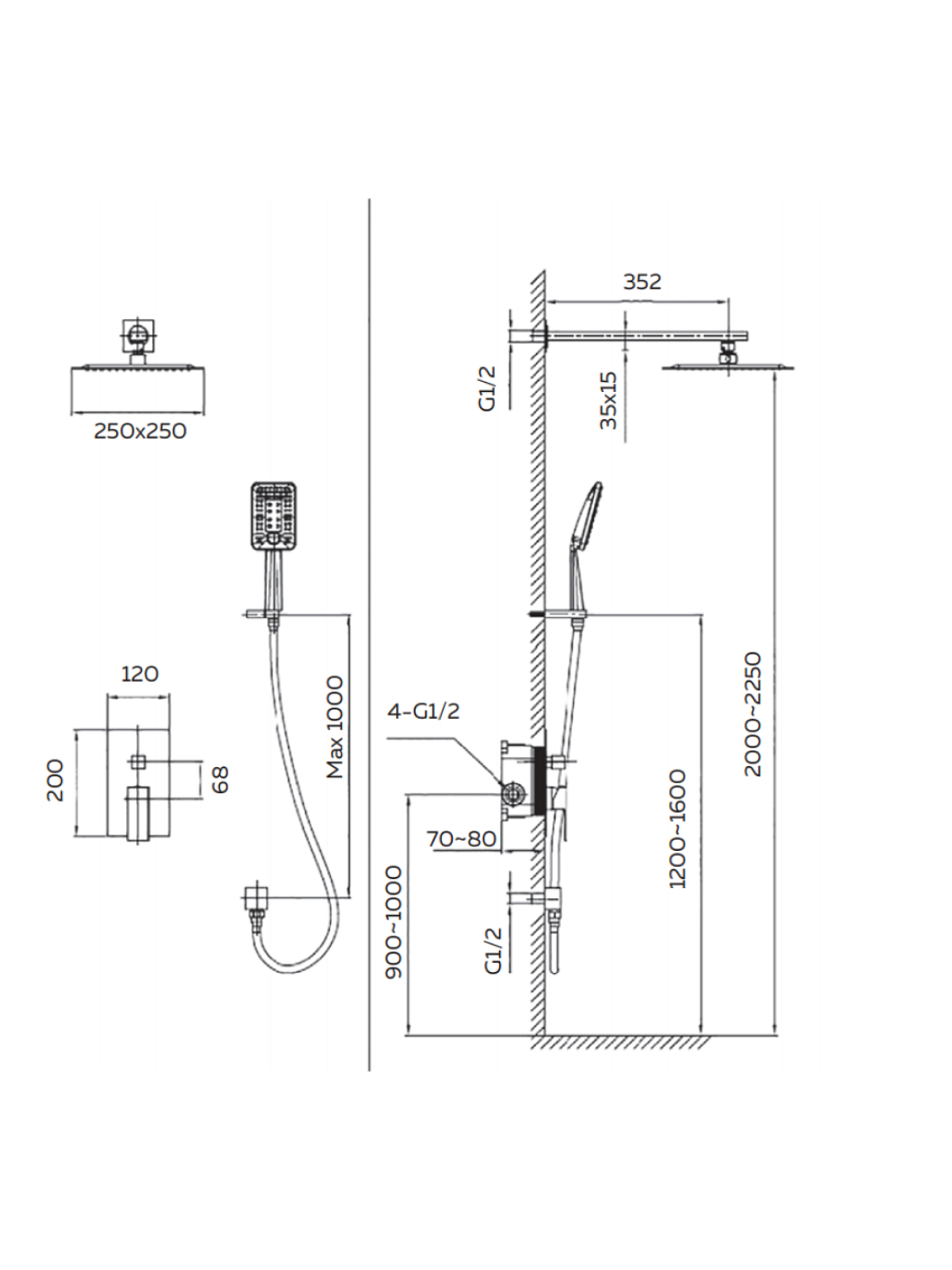 Душевая система AltroBagno Lamberto 040105 MB