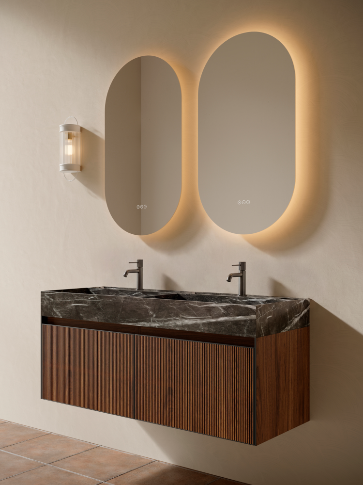 Тумба c раковиной AltroBagno Pino 1200 Walnut/Italian Grey