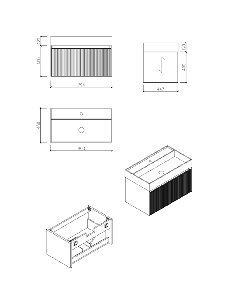 Тумба c раковиной AltroBagno Pino 800 Walnut/Italian Grey