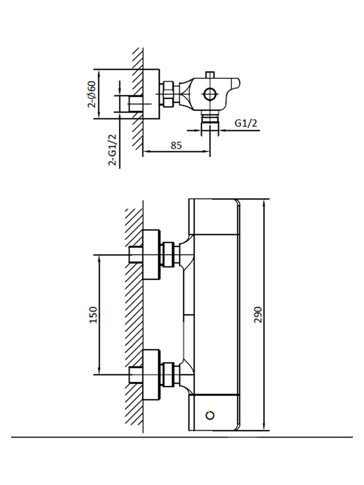 Смеситель для душа с термостатом AltroBagno Lamberto 030501 Cr