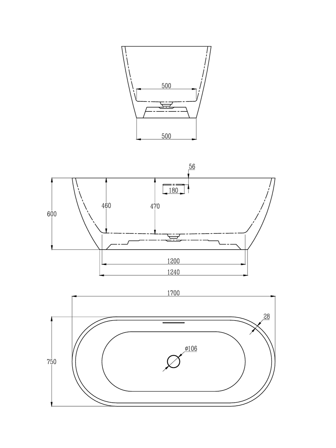 Ванна из искусственного камня AltroBagno Bruna 090204 Cement Grey