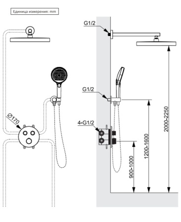 Душевая система с термостатом AltroBagno Bilancia 040414 BG