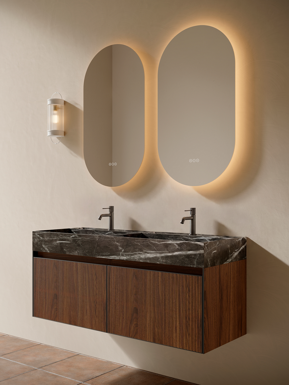 Тумба c раковиной AltroBagno Pino 1200 Walnut/Italian Grey