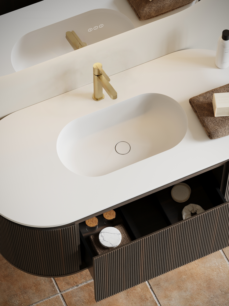 Тумба с раковиной AltroBagno Calenella 1200 Smoked Oak/White