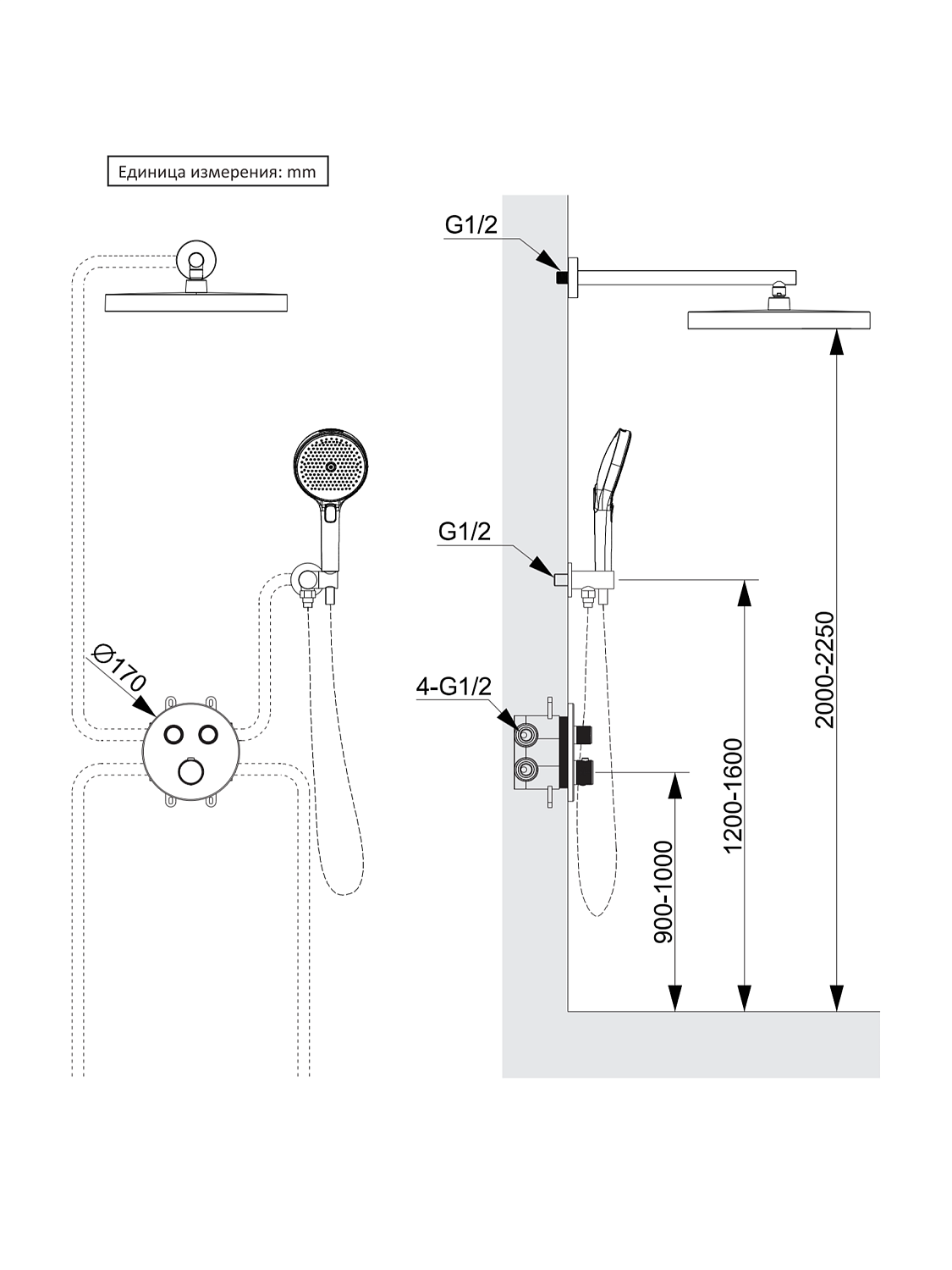 Душевая система с термостатом AltroBagno Bilancia 040413 GM