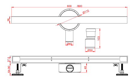 Душевой трап AltroBagno Trave 071217 MB (60)