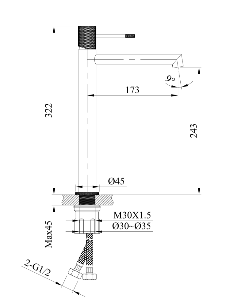 Смеситель для раковины AltroBagno Intento 010232 GM