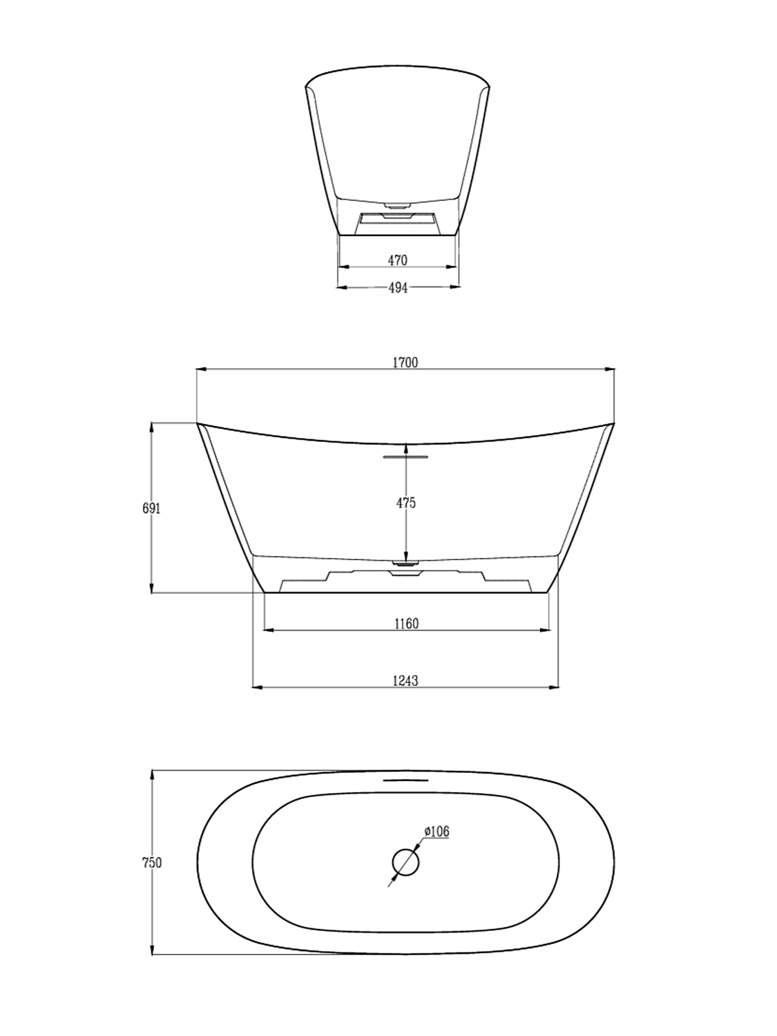 Ванна из искусственного камня AltroBagno Fiorina 090218 Cream