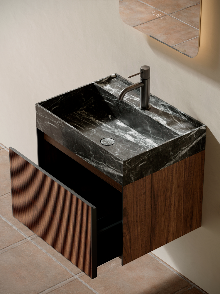 Тумба c раковиной AltroBagno Pino 600 Walnut/Italian Grey