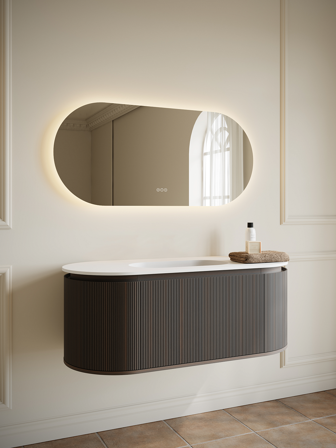 Тумба с раковиной AltroBagno Calenella 1200 Smoked Oak/White