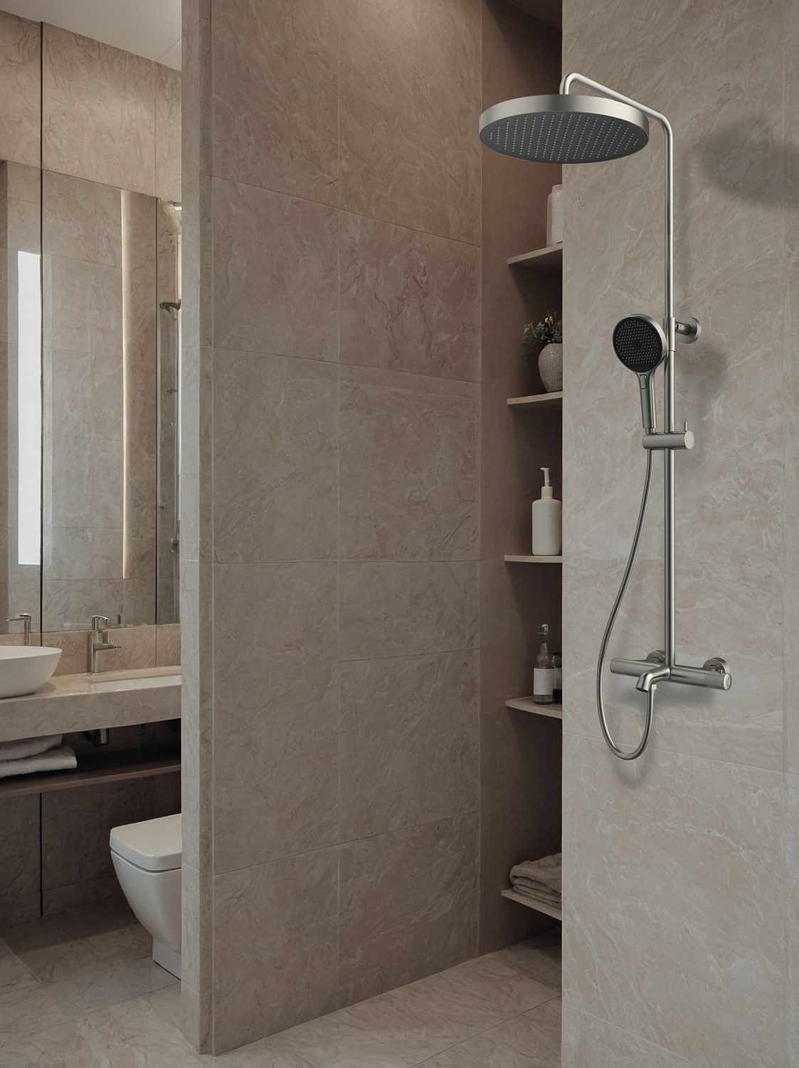 Душевая система с термостатом AltroBagno Bilancia 030427 Ni