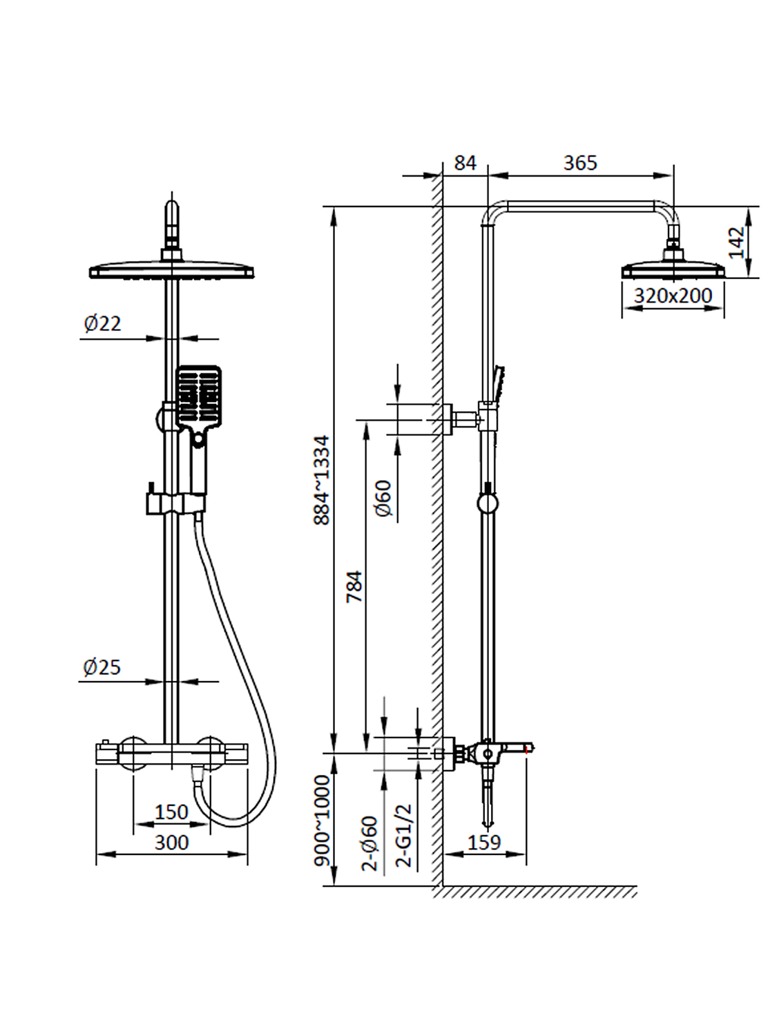 Душевая система с термостатом AltroBagno Lamberto 030426 GM