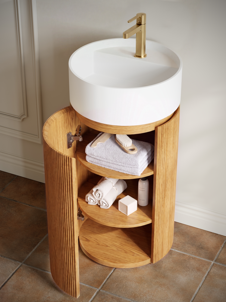 Тумба с раковиной ALTROBAGNO Чиа (Chia) 450 Natural Oak/Matte Wt