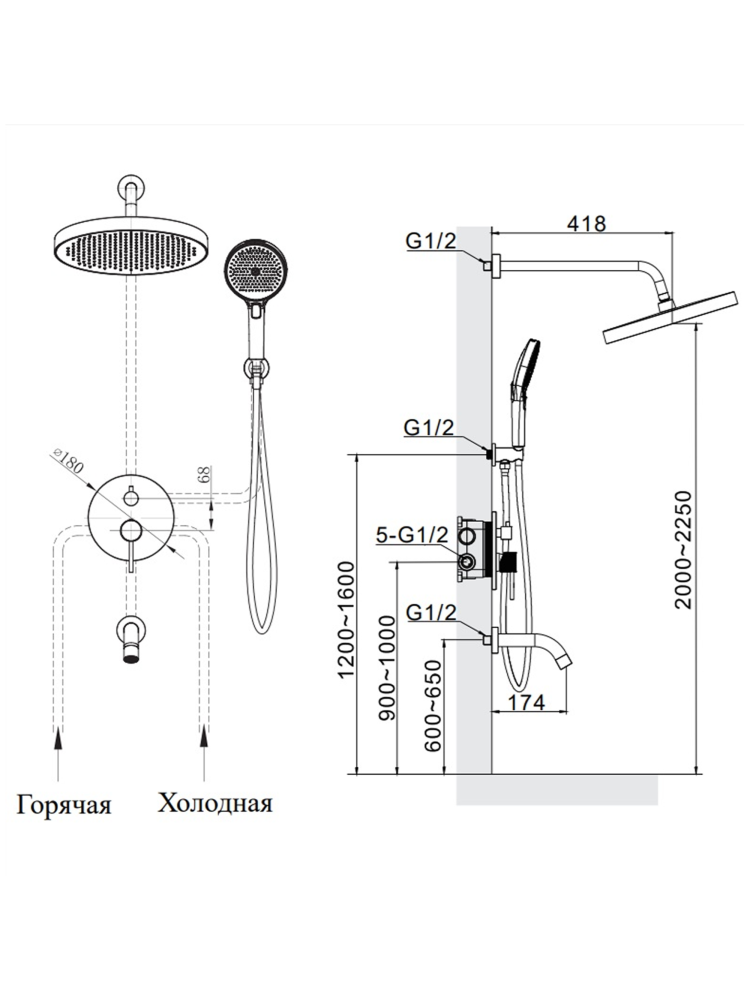 Душевая система AltroBagno Bilancia 040505 BC