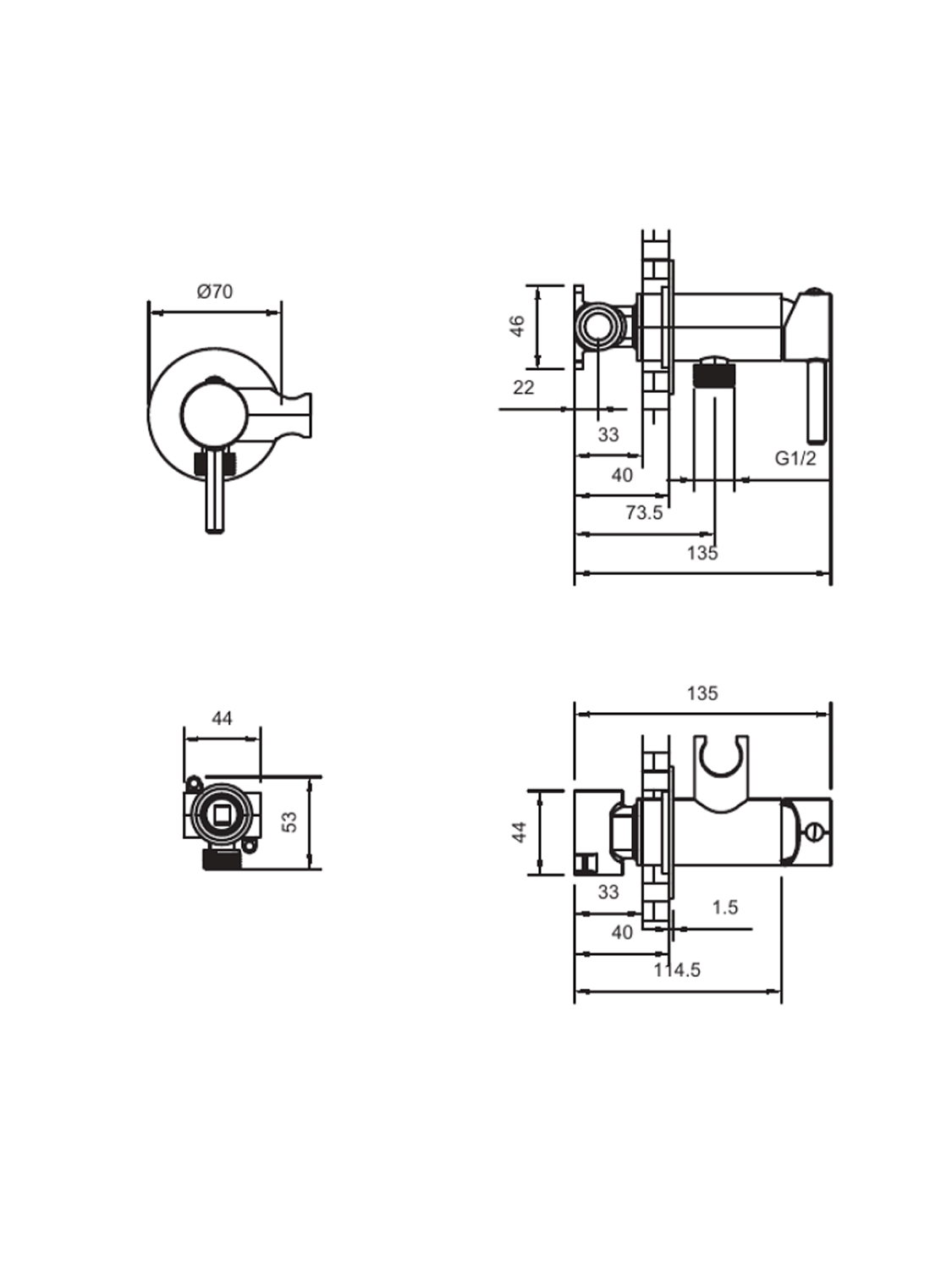 Встраиваемый гигиенический душ AltroBagno Modern 060126 Ni