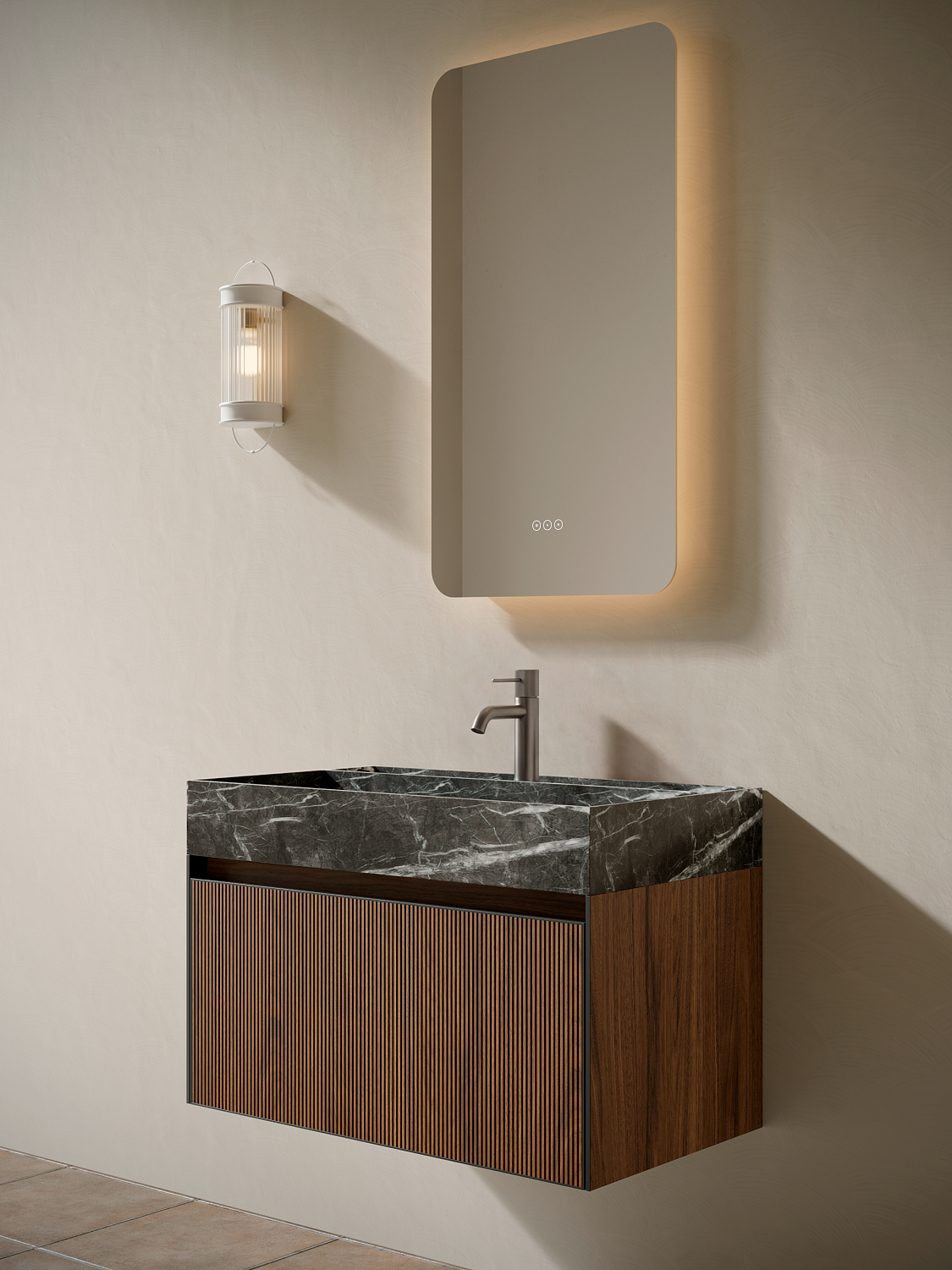 Тумба c раковиной AltroBagno Pino 800 Walnut/Italian Grey