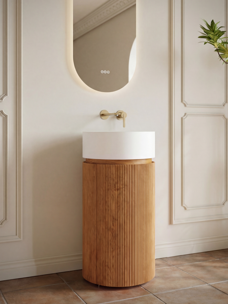 Тумба с раковиной ALTROBAGNO Чиа (Chia) 450 Natural Oak/Matte Wt