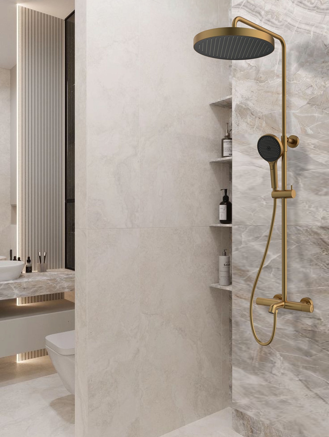 Душевая система с термостатом AltroBagno Bilancia 030429 BG