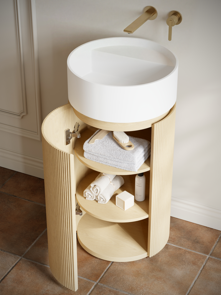 Тумба с раковиной ALTROBAGNO Чиа (Chia) 450 Natural Oak/Matte Wt