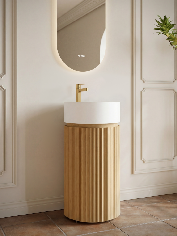 Тумба с раковиной ALTROBAGNO Чиа (Chia) 450 Natural Oak/Matte Wt